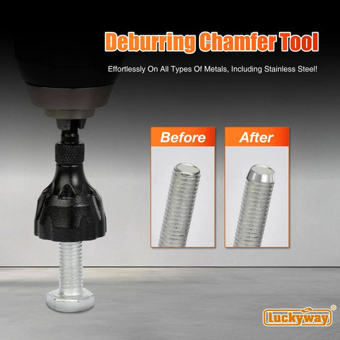 Deburring External Chamfer Tool Set One Eighth To One And Three Eighths Inch With Tungsten Carbide Blades before and after