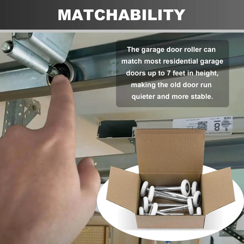 Nylon Garage Door Roller Bearings Set, 2 Inch Wheel, Sealed Quiet, 4 Inch Stem, White, Pack Of 10, 6200ZZ Compatible displayed