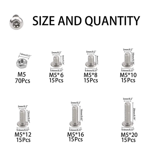 Assortment of 304 Stainless Steel Torx Security Screws and Nuts with sizes and quantities for indoor outdoor use.
