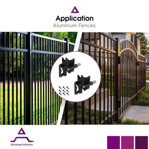 Self Closing Gate Hinge For Aluminum Gate With Heavy Duty Enclosed Spring Powder Coated Stainless Steel Horizontal Adjustable Black 2 Sided Gate Attachment Pair Advantage Industries on aluminum fence