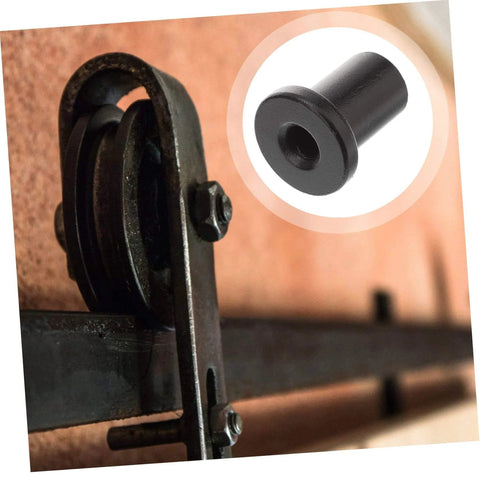 Close-up of installed Five Piece Barn Door Track Spacer Kit For Sliding Barn Doors Flat Track Mounting Spacers Easy Install