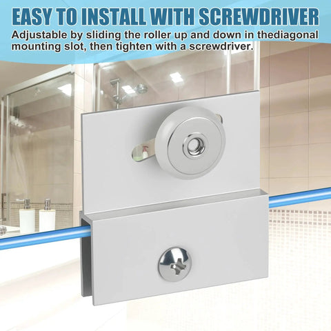 Two Pack Frameless Shower Door Rollers M6054 Top Bracket Roller Assembly With Three Quarter Inch Wheels And Ball Bearings