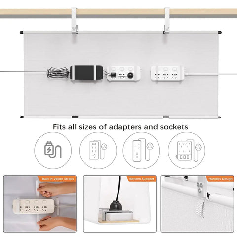 Under Desk Cable Management Tray 36 Inch Cord Organizer For Desk No Drill Fabric Under Table Wire Organizer With 16 Cable Ties