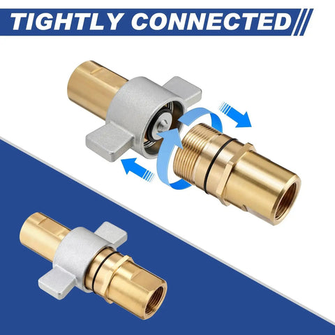 Heavy Duty 1 Inch NPT Wet Line Wing Nut Hydraulic Quick Disconnect Coupler Set with Brass Body and NBR Seals