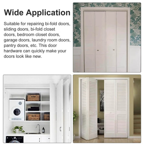 Bi-fold doors showing installation options for 2 Pack Bi Fold Door Hardware Top Pivot And Guide Wheel Replacement Kit.