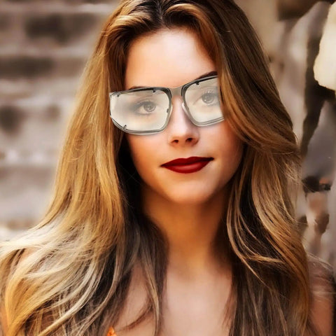 Woman wearing Dope Metal Frame Retro Sunglasses For Women With Hollow Design, Street Style Summer Outdoor Shades For Driving, Workout, Travel, And Selfies, UV400 Protection, Lightweight And Fashionable Eyewear