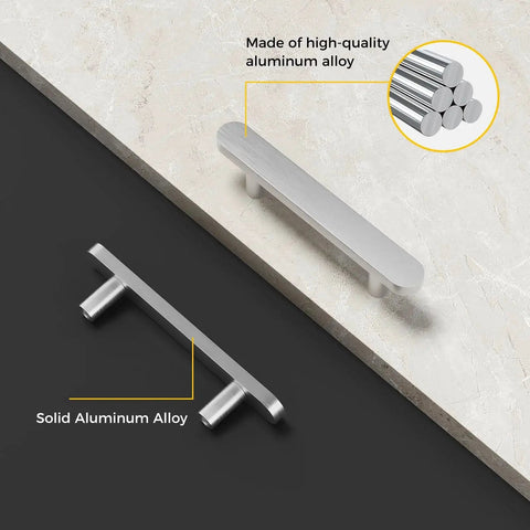 10 Pack Brushed Nickel Cabinet Handles Four And Three Quarters Inch Length With 3 Inch Center To Center Holes Durable Aluminum Drawer Pulls
