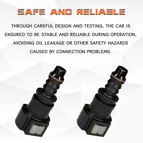 JYIS 2-pack 90-degree fuel line quick connector, 3/8 SAE to 5/16 nylon tubing, black with brown O-ring
