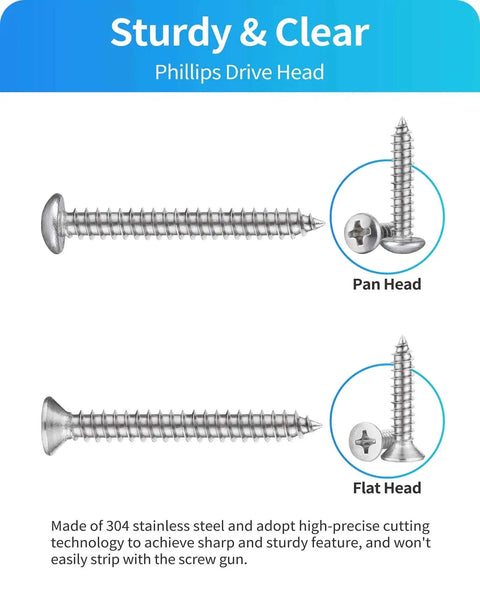 580 Piece Stainless Steel Wood And Sheet Metal Screw Set With 16 Sizes M3 To M6 Phillips Pan Head And Flat Head Self Tapping Screws