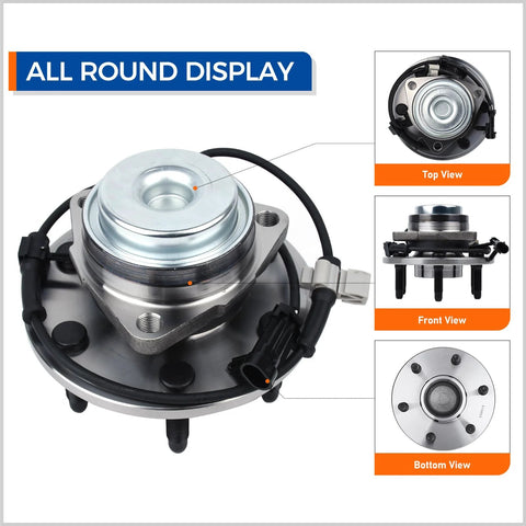 2-Piece 515053 Wheel Hub And Bearing Assembly Fits 2002-2006 Cadillac Escalade, side and top views