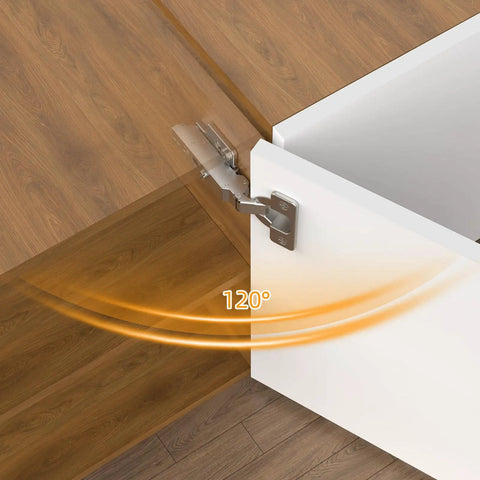 Soft Close Cabinet Hinges For Frameless Cabinets, 120 Degree Full Overlay, 45mm Euro Concealed Hinge, installed view