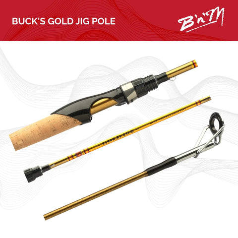 Gold Finish 10-Foot Two-Piece Jig Pole For Finesse Presentations, Ultra Lightweight Jigging Rod Perfect For Freshwater Angling