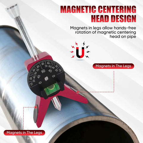 Pipe Center Finder With Centering Head For Pipe Fitting Measures Diameter Over 0.5 Inches 4 Inch Y Type Base Adjustable Dial Bubble Protractor