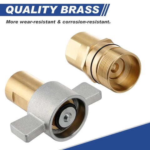Heavy Duty 1 Inch NPT Wet Line Wing Nut Hydraulic Quick Disconnect Coupler Set with brass body and NBR seals
