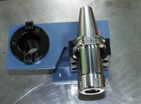 Universal CNC Tightening Fixture For CAT BT 40 Collet Chucks, Built Tough In High Grade Steel on bench setup