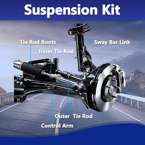 Front suspension kit (10-piece) with control arm, inner/outer tie rods and sway bar link for Nissan Altima 2007–2013, Amazon