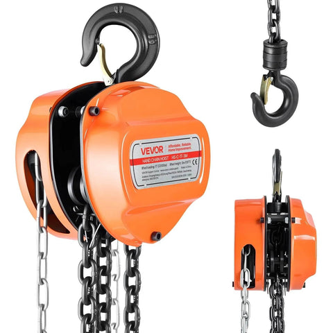 1 Ton Hand Chain Hoist With 10 Ft Lift Galvanized G80 Chain Heavy Duty Manual Pulley Hoist For Garage And Warehouse
