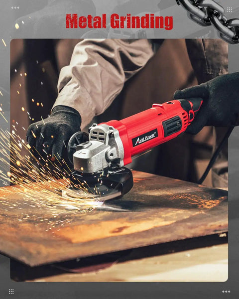 4-1/2 Inch Angle Grinder With 1000W Motor, 8 Amp, 7 Variable Speeds From 3,000 To 11,500 RPM, Paddle Switch With Lock On