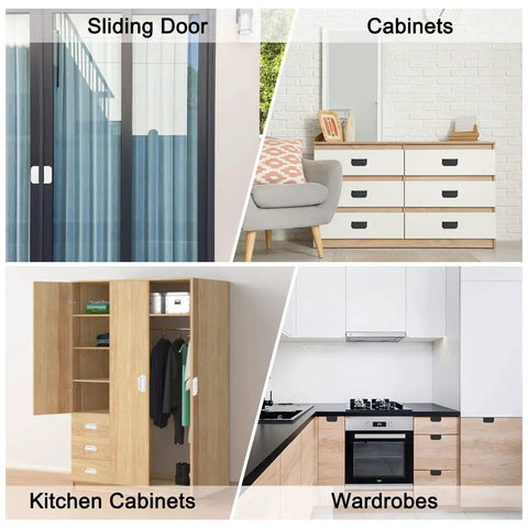 Sliding doors, cabinets, kitchen cabinets, and wardrobes showcase with Recessed Flush Pull Door Handle Set 2 Pack Invisible Pull Handles.