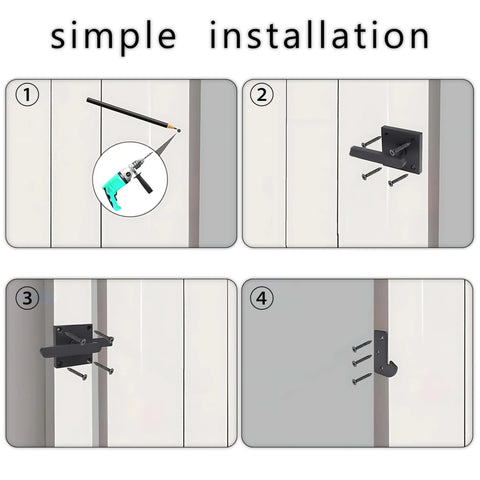 Installation steps for Rugged Matte Black Gate Latch With Double Sided Self-Locking Aluminum Gate Hardware for outdoor gates.