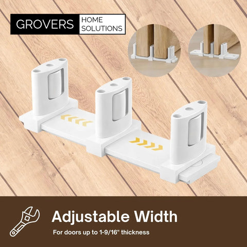 Sliding Closet Door Floor Roller Guide With Adjustable Width Three-Roller System, white finish, durable support.