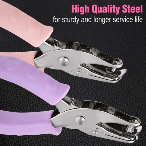 Two Pack Handheld Hole Punch Set With 1/8 Inch And 1/4 Inch Holes Includes 10 Binder Rings Heavy Duty Metal Punches for Crafts