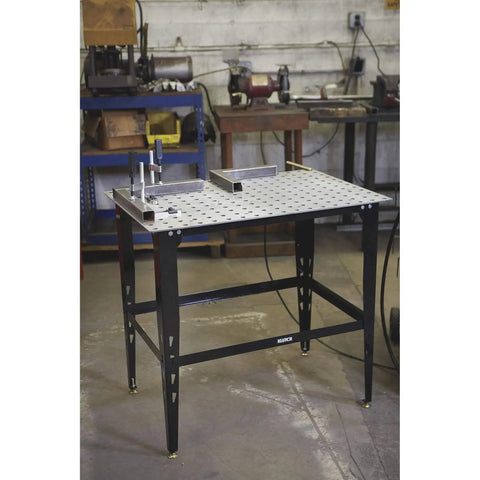 4 Piece Welding Table Clamp Kit With Lightweight Aluminum Frame And ABS Handle, Easy Setup And Adjustable 4 Inch Throat Depth on table