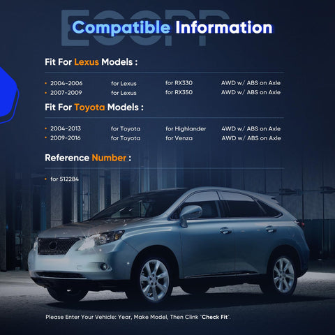 Rear Wheel Bearing And Hub Assembly 5 Lugs Direct Fit For Lexus RX330 RX350 RX400H Highlander And Venza AWD 512284 info