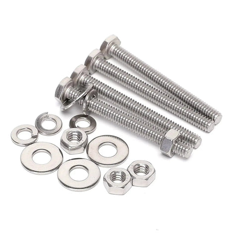 Top-Notch Durable Stainless Steel Hex Bolt Kit with 3/8-16x4 Inch Fully Threaded Bolts, Heavy-Duty Hex Nuts, Washers, 304 Grade