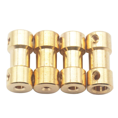 Brass motor shaft couplings, 6-pack, 3.17mm bore, set-screw holes