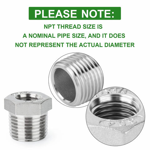 TAISHER 24pc 304 stainless steel reducer hex bushing fittings set for pipe thread adapters front view