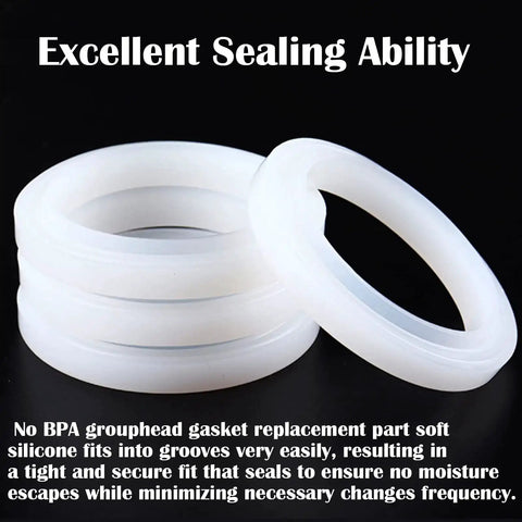 51mm Silicone Steam Ring Replacement for Espresso Machines, Durable Shower Head Seal Gasket for Delonghi shown stacked