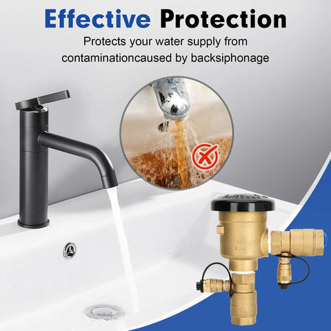 3/4 in 720A brass pressure vacuum breaker backflow preventer for irrigation, anti-siphon, outdoor hose bib