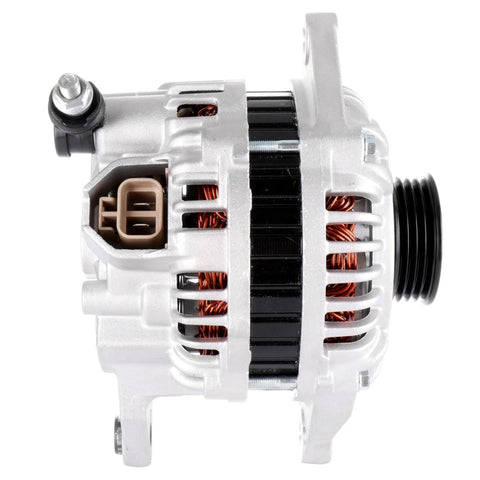 Side view of Alternator 70 Amp 12V With Internal Regulator And Internal Fan For Mazda 323 1995 Miata 1994 1997 MX-3 1994 1996 Protege 1995 1996 OE 13614 13698 Clockwise Rotation 4 Groove Pulley