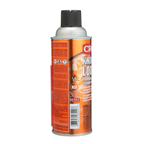 Side view of CRC Knock'er Loose penetrating solvent spray can, 13 oz, orange label.