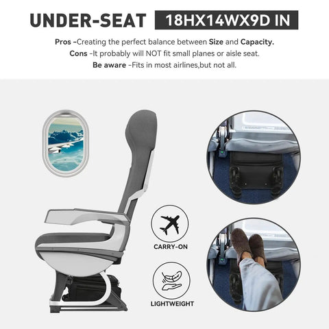 Underseat Carry On Luggage With Wheels Soft Side 16 Inch Travel Bag for Airlines fits under airplane seat.