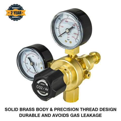 Argon CO2 Welding Regulator With Flowmeter And Gauge 0 To 4500 PSI Output CGA580 Inlet for MIG TIG Welding