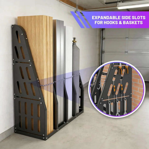 Heavy Duty 1500 Lb Capacity 4 Bay Vertical Bar Rack For Garage And Warehouse Storage Holds Lumber Pipes Conduit And Long Parts With Sturdy Welded Metal Frame Great For Shelves Walls And Tough Projects