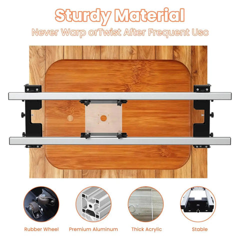 47.2 Inch Router Sled For Flattening Slabs displayed on wooden background with aluminum and acrylic materials visible