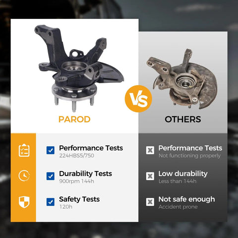 Comparison of Parod Front Right Steering Knuckle Assembly With Wheel Hub Bearing for 2005-2012 Ford Escape vs other brand