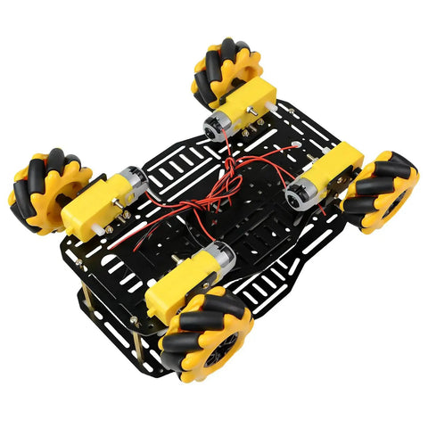 Mecanum Wheel Robot Chassis Kit With 360 Degree Omnidirectional Movement Aluminum Alloy Frame, featuring 60mm wheels and TT motors.