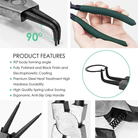 4 Piece Snap Ring Pliers With 500 C Clip Retaining Rings Set 7 Inch Internal External Circlip Pliers M4 To M28 Retaining Rings All In One Kit