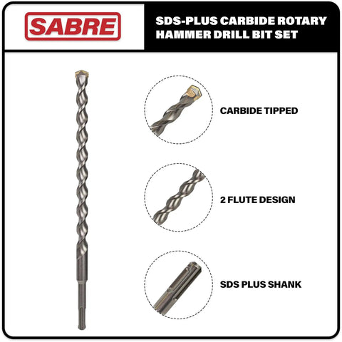 Go To Heavy Duty 4 Piece 12 Inch SDS Plus Drill Bit Set With Carbide Tipped Masonry Bits for brick stone concrete rotary hammers