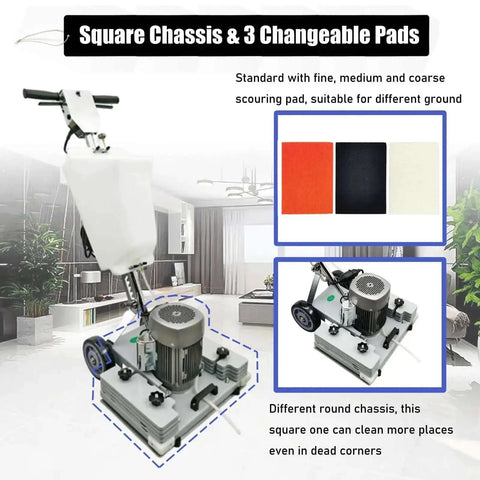 Pro Grade Floor Grinding Machine With Square Chassis And 3 Scrubbing Pads AC110V Heavy Duty Floor Scrubber for Commercial Use