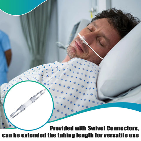 Anglechic adult nasal cannula with curved nose piece and 7ft soft tubing, hospital patient