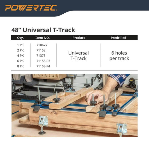 Installing Two 48 Inch Universal T Track Bars With Double Cut Profile And Predrilled Mounting Holes For Woodworking Jigs And Fixtures.