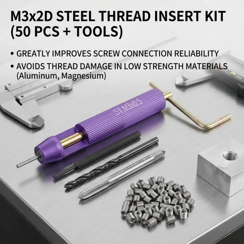 Thread Repair Kit With 50Pcs Stainless Steel Helical Inserts For Restoring Damaged Threads In Steel And Aluminum, M3 Size