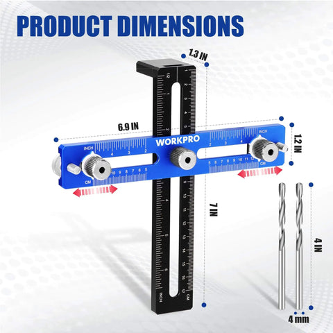 Aluminum Cabinet Hardware Jig With 4mm Drill Guide Adjustable Cabinet Handle Template, dual-scale ruler, DIY tool.