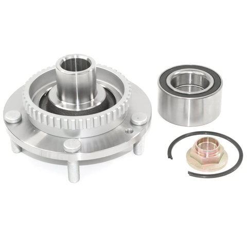 Front Wheel Hub Repair Kit With Bearing, Studs, Snap Ring And Axle Nut, Forged Flange For Precise Fit, Complete Non Integral Wheel Hub Solution