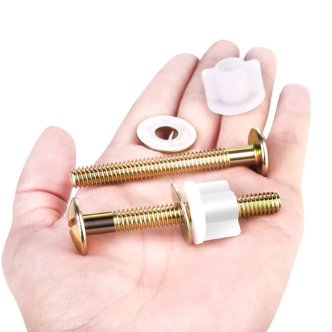Universal Toilet Seat Screws Replacement Kit With Premium Steel Bolts, Metal Washers And Plastic Nuts, Easy Tightening in hand view